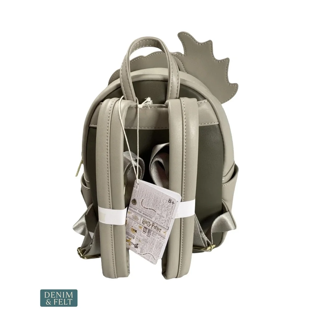 NEW Loungefly Harry Potter Gringotts Bank and Dragon Mini Backpack Leather Grey